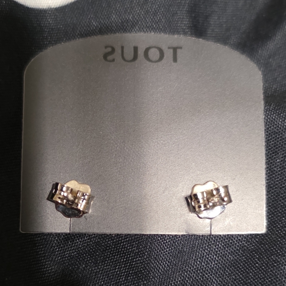 Tous 750 White Gold Stud Earrings Bubble Bear Design Authentic - Picture 2 of 2